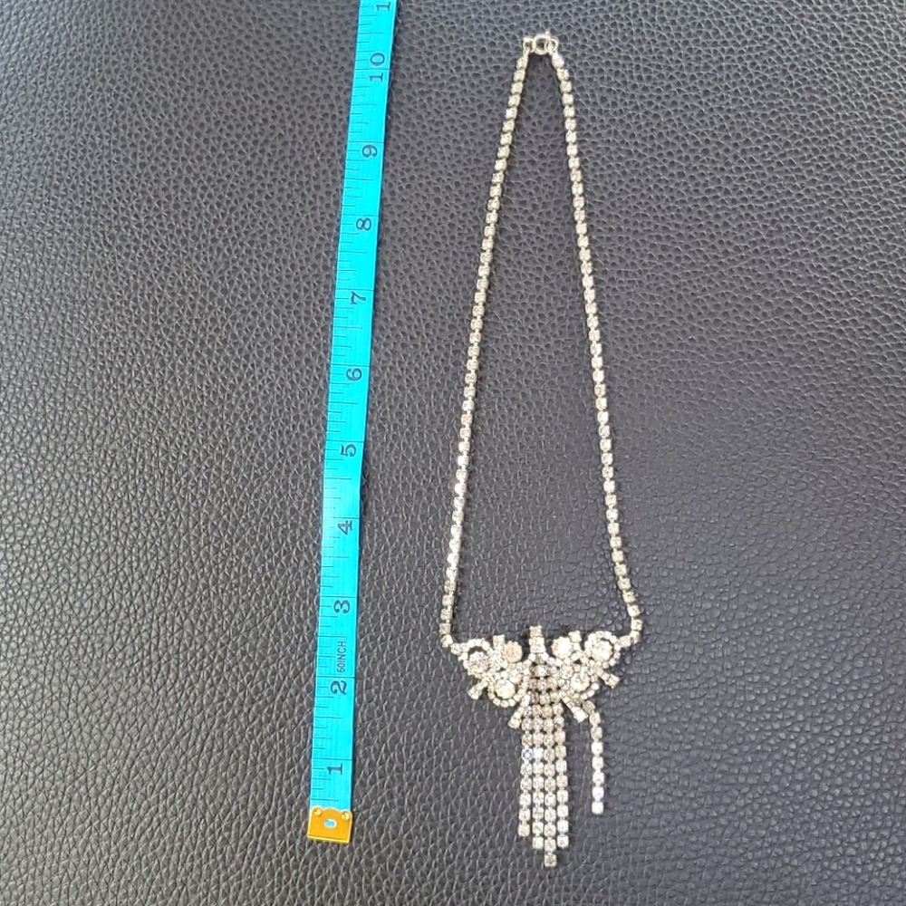 Blinged Out Rhinestone Necklace, Excellent - Picture 2 of 8
